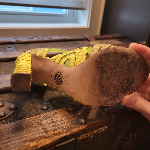 Roberto Cavalli Lime Green python leather Sandals size 37.5 - Picture 7 of 10